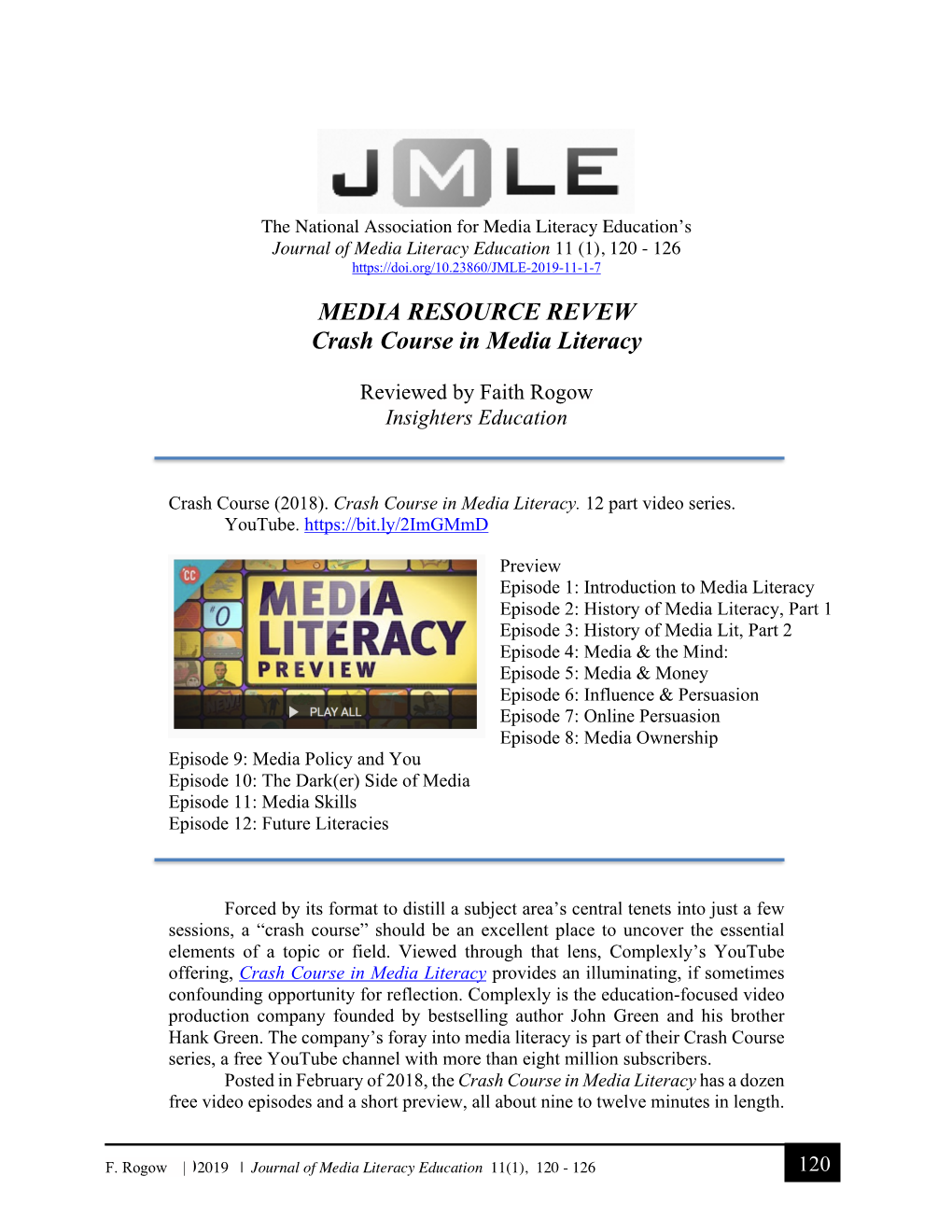 Review: Crash Course in Media Literacy