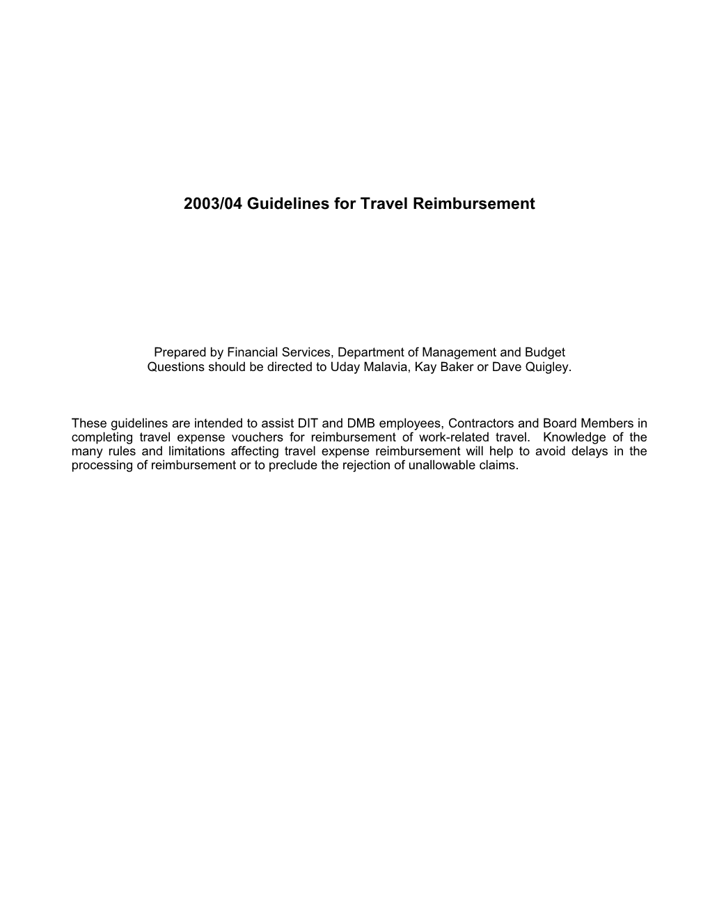 2002/03 Guidelines for Travel Reimbursement