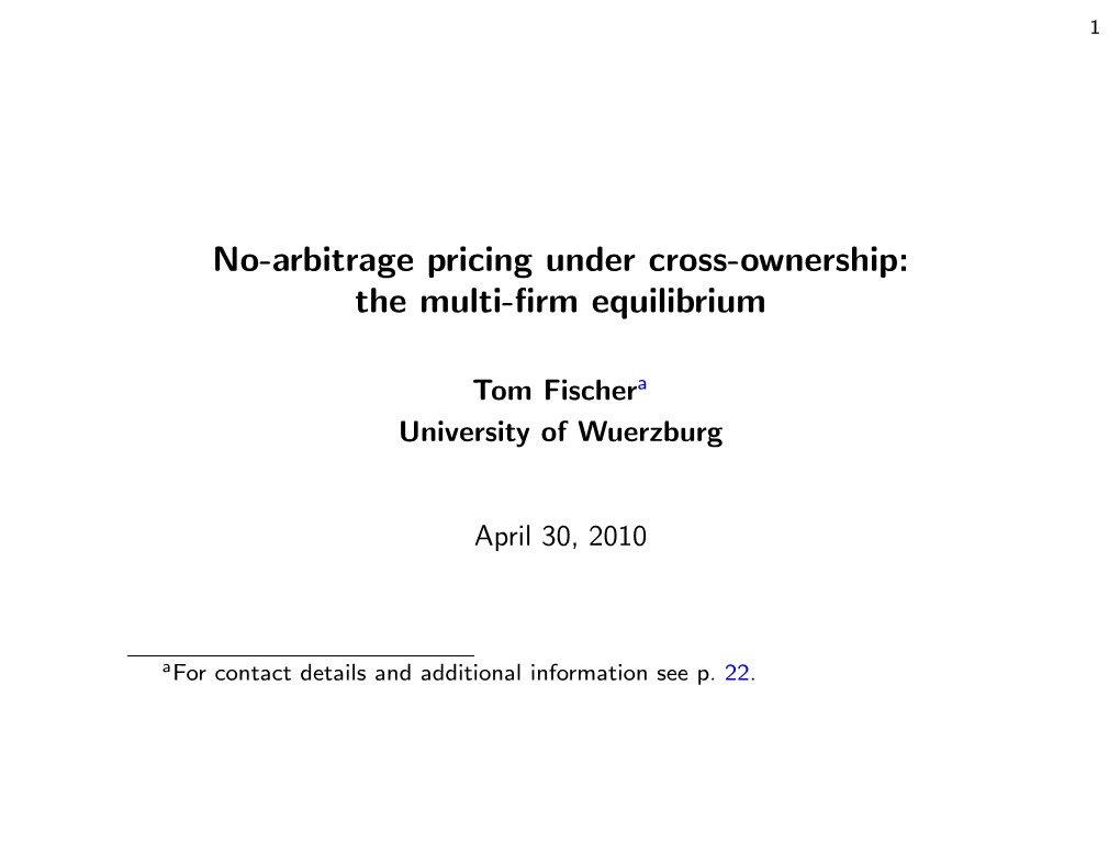 No-Arbitrage Pricing Under Cross-Ownership: the Multi-ﬁrm Equilibrium
