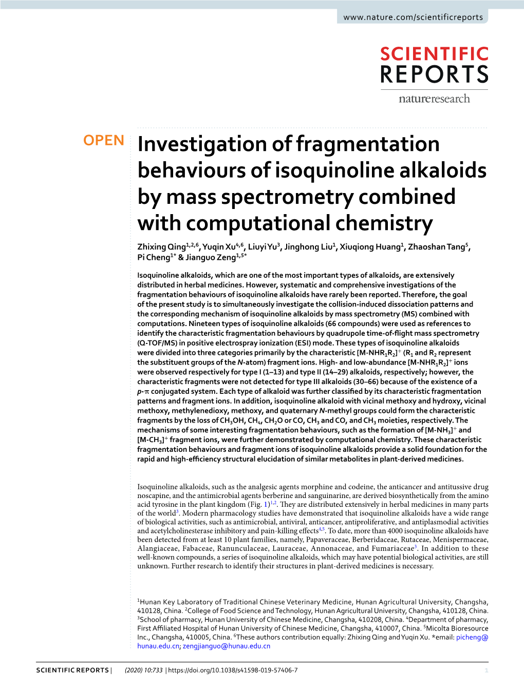 Investigation of Fragmentation Behaviours of Isoquinoline