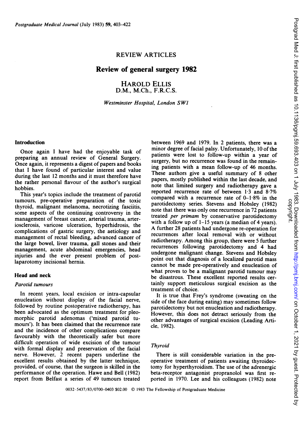 Review of General Surgery 1982 HAROLD ELLIS D.M., M.Ch., F.R.C.S