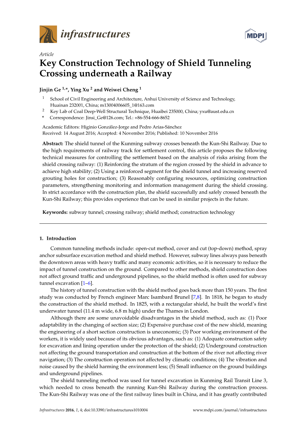 Key Construction Technology of Shield Tunneling Crossing Underneath a Railway