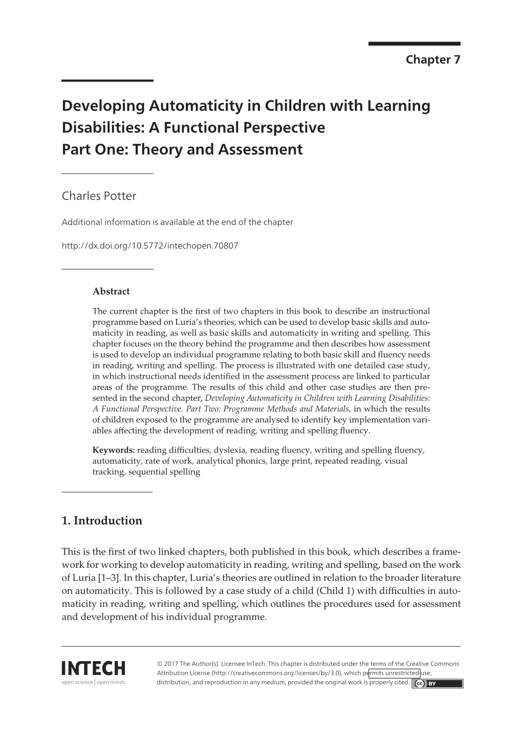 Developing Automaticity in Children with Learning Disabilities: a Functional Perspective Part One: Theory and Assessment