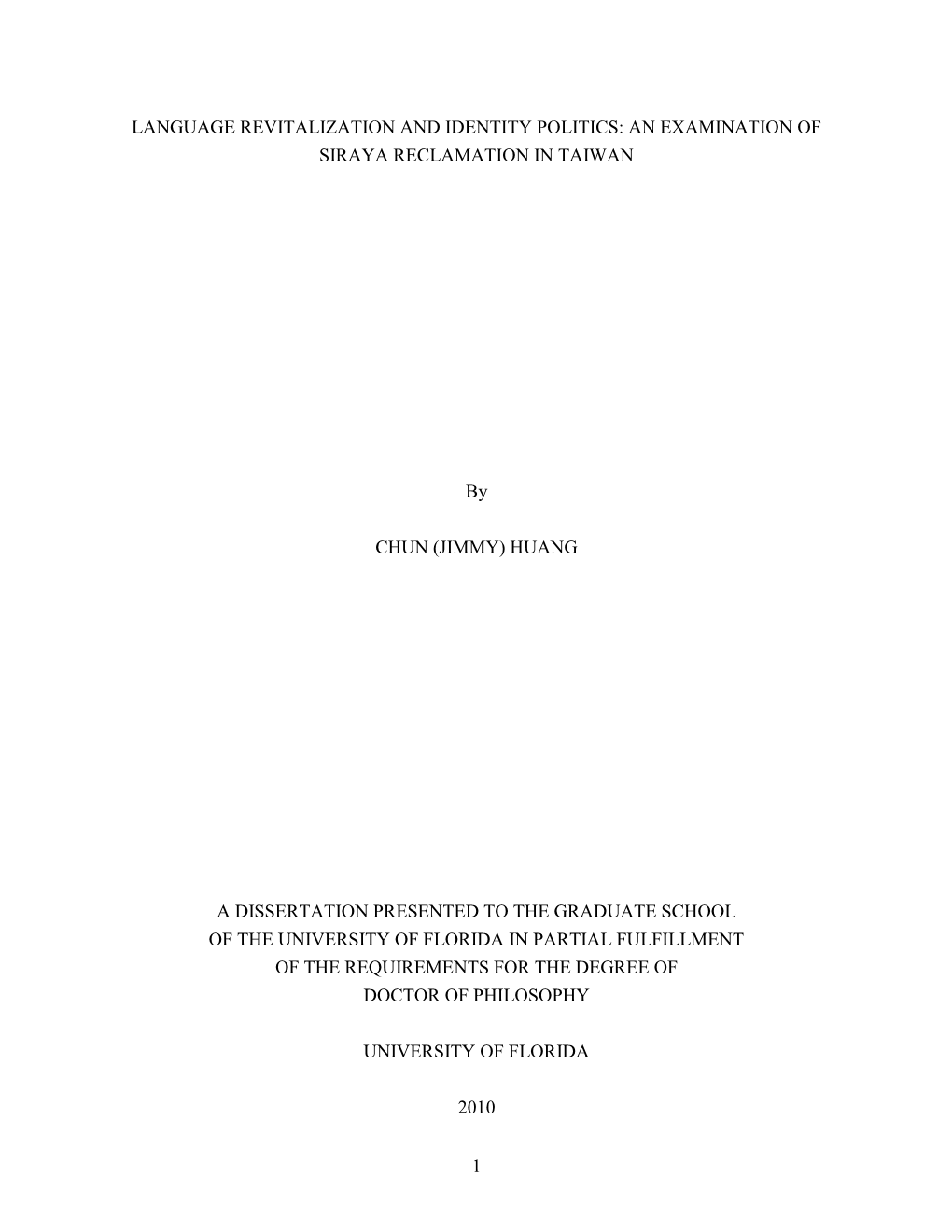 University of Florida Thesis Or Dissertation Formatting