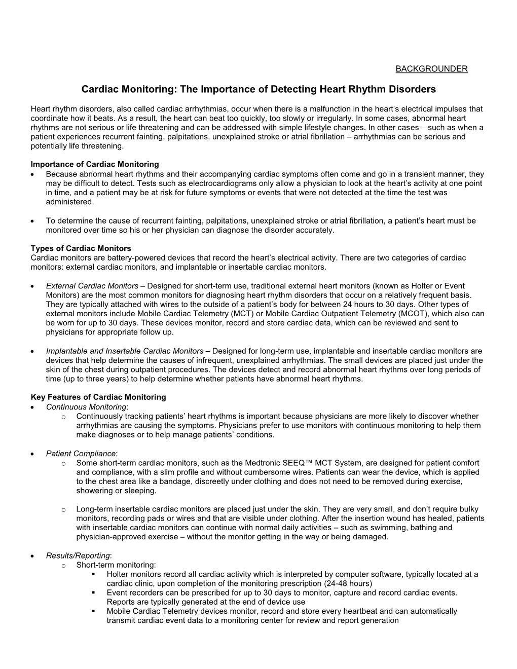 Cardiac Monitoring: the Importance of Detecting Heart Rhythm Disorders