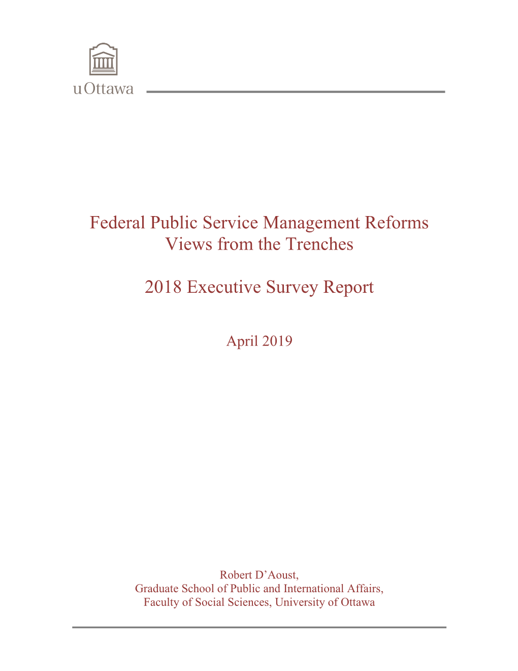 Federal Public Service Management Reforms Views from the Trenches