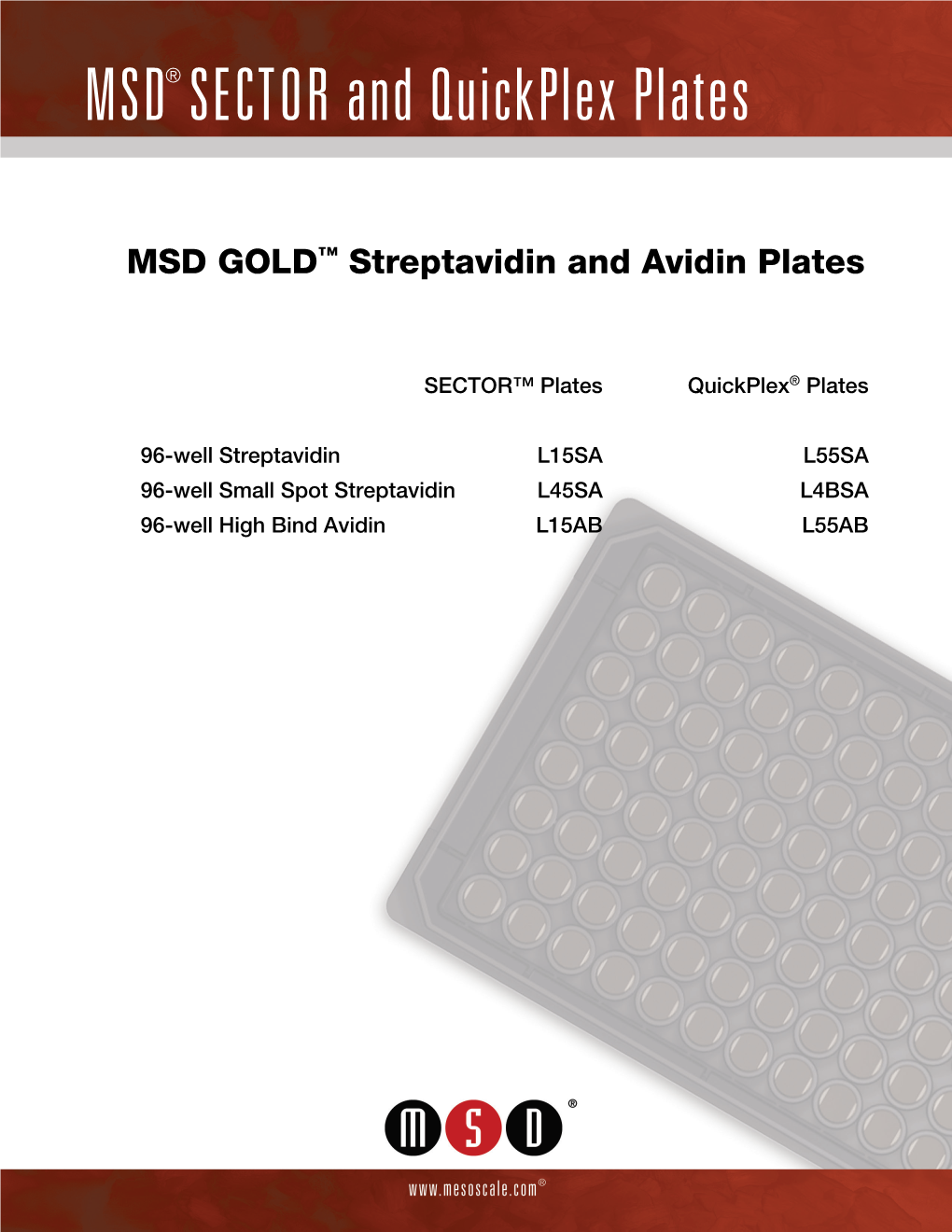 MSD GOLD Streptavidin and Avidin Coated Plates Product Insert