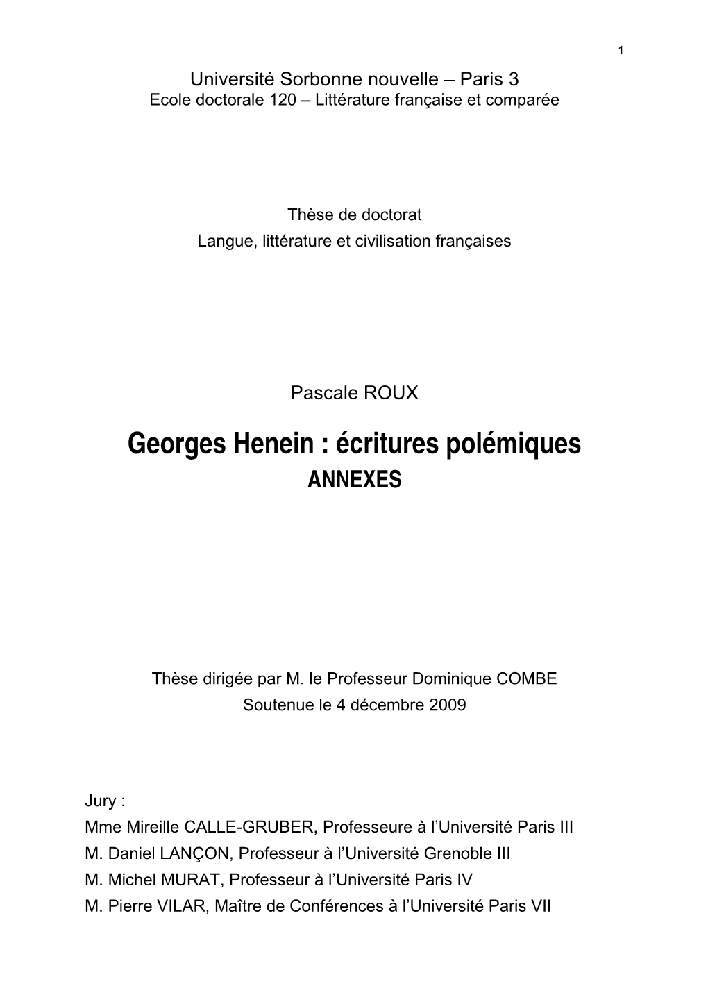 Georges Henein : Écritures Polémiques ANNEXES
