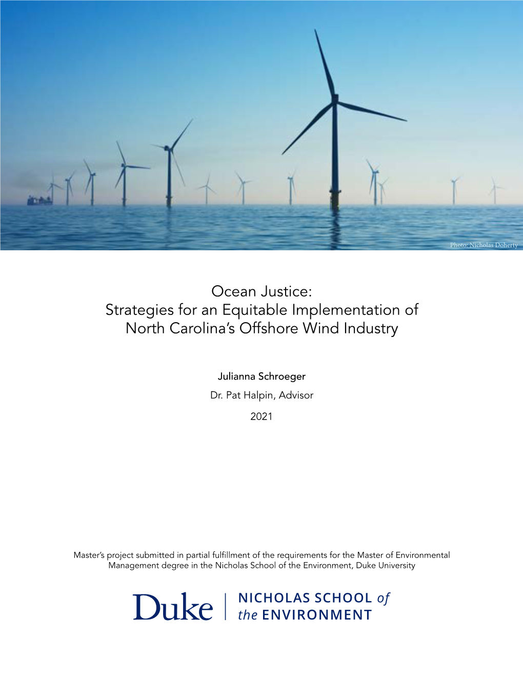 Ocean Justice: Strategies for an Equitable Implementation of North Carolina's Offshore Wind Industry