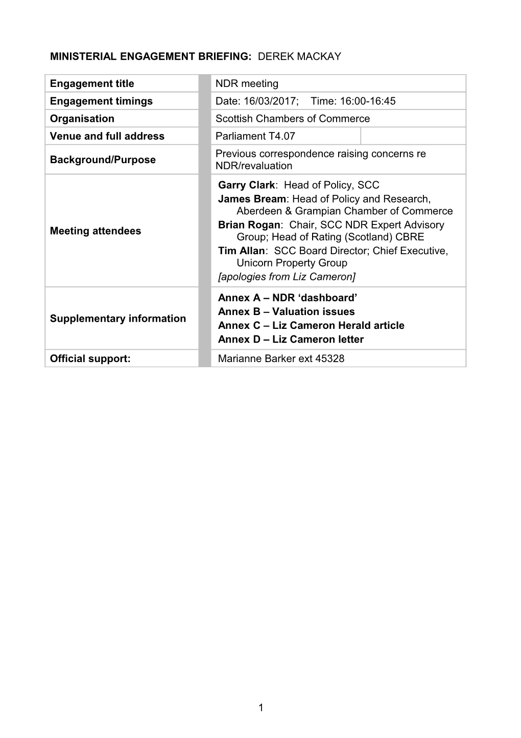 Ministerial Engagement Briefing: Keith Brown s1