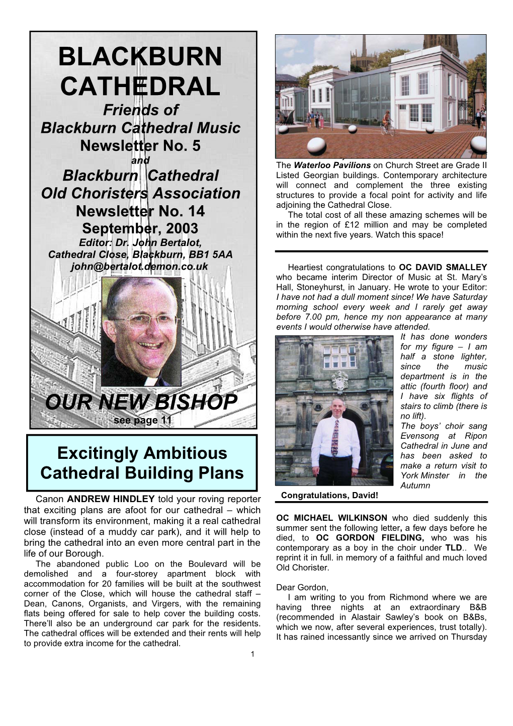 Blackburn Cathedral Newsletter Sep 2003