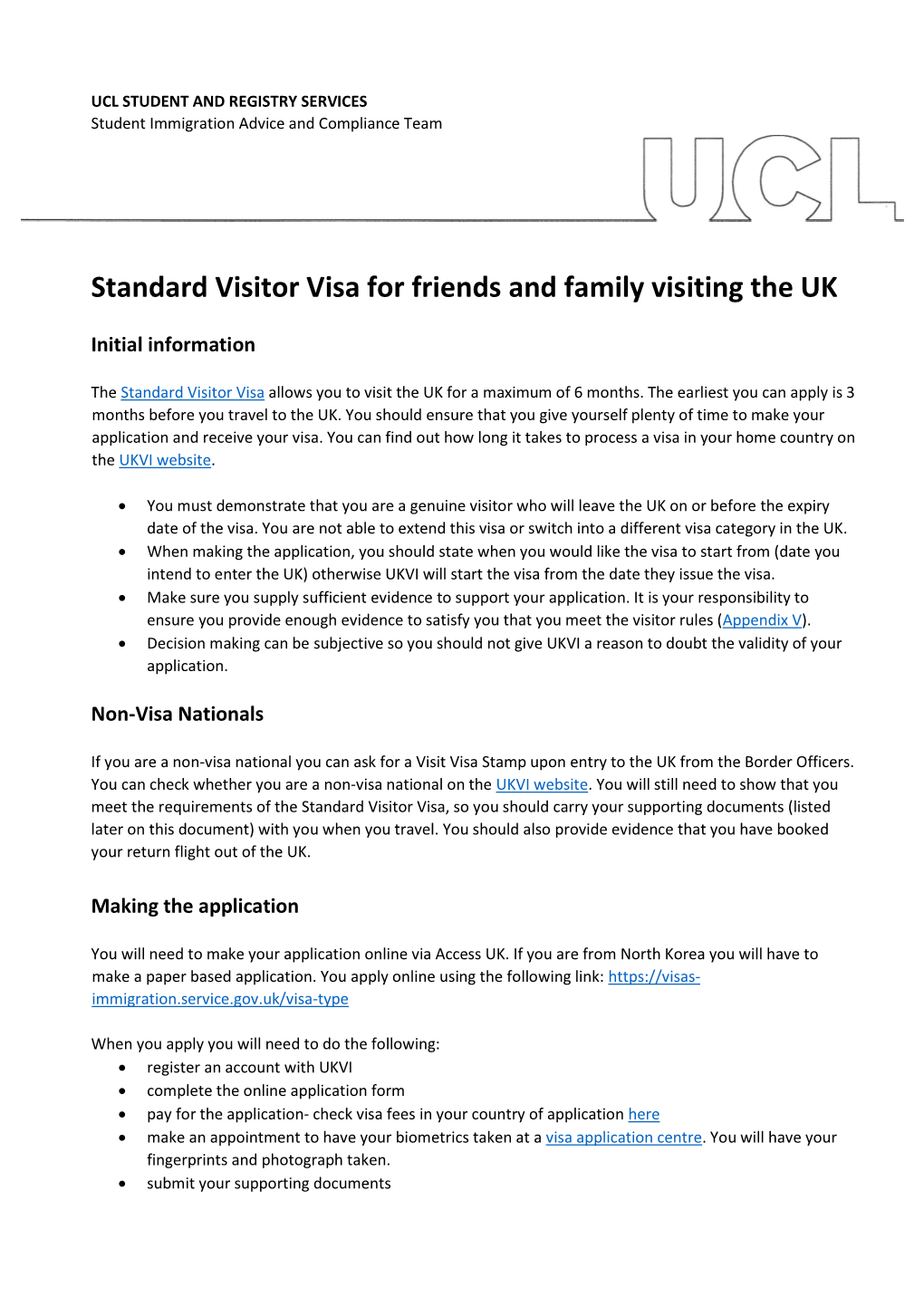 Standard Visitor Visa for Friends and Family Visiting the UK