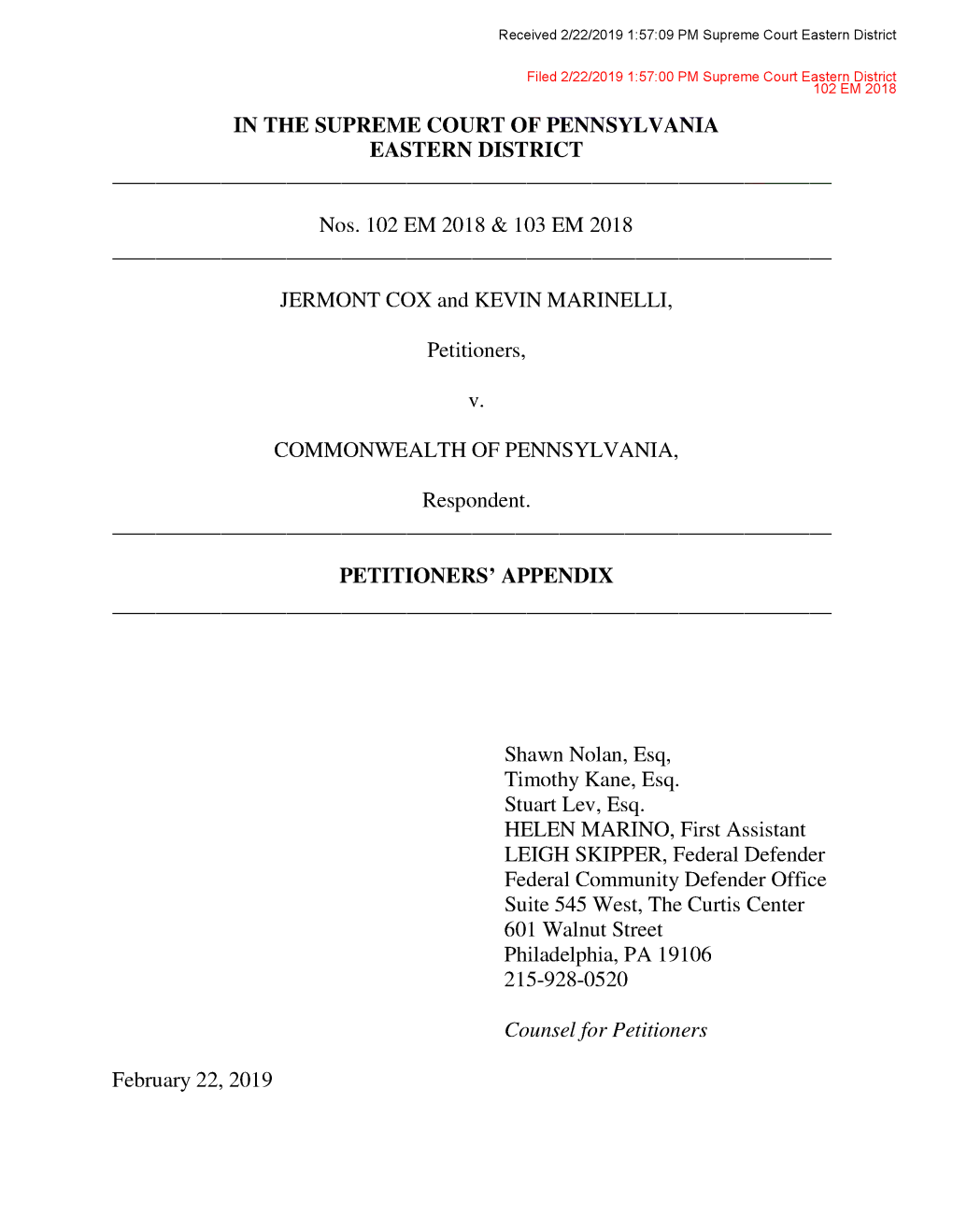 Petitioners' Appendix