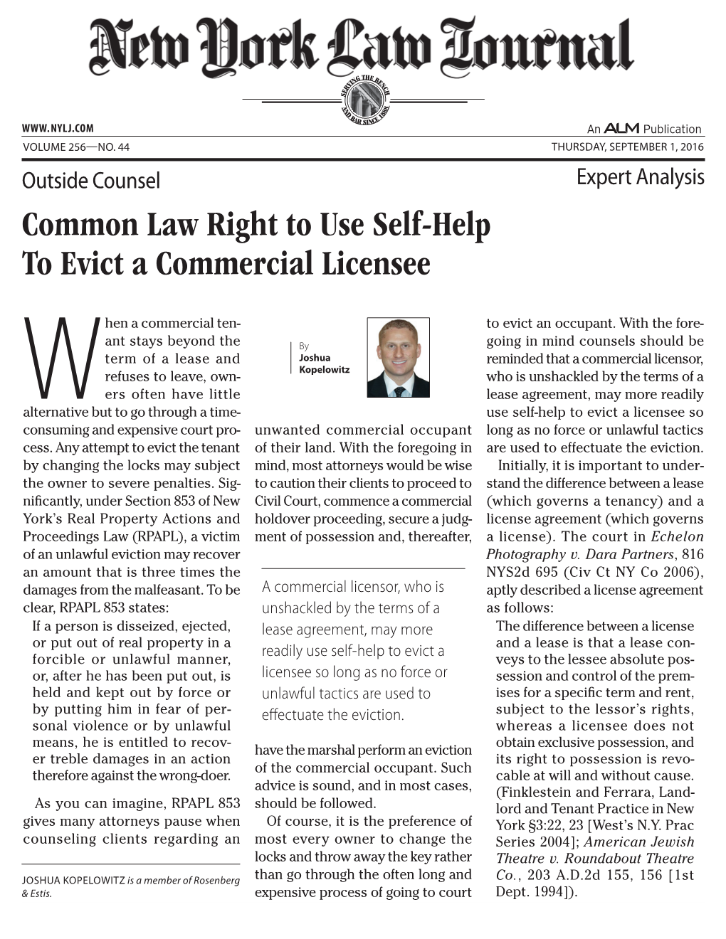 Common Law Right to Use Self-Help to Evict a Commercial Licensee