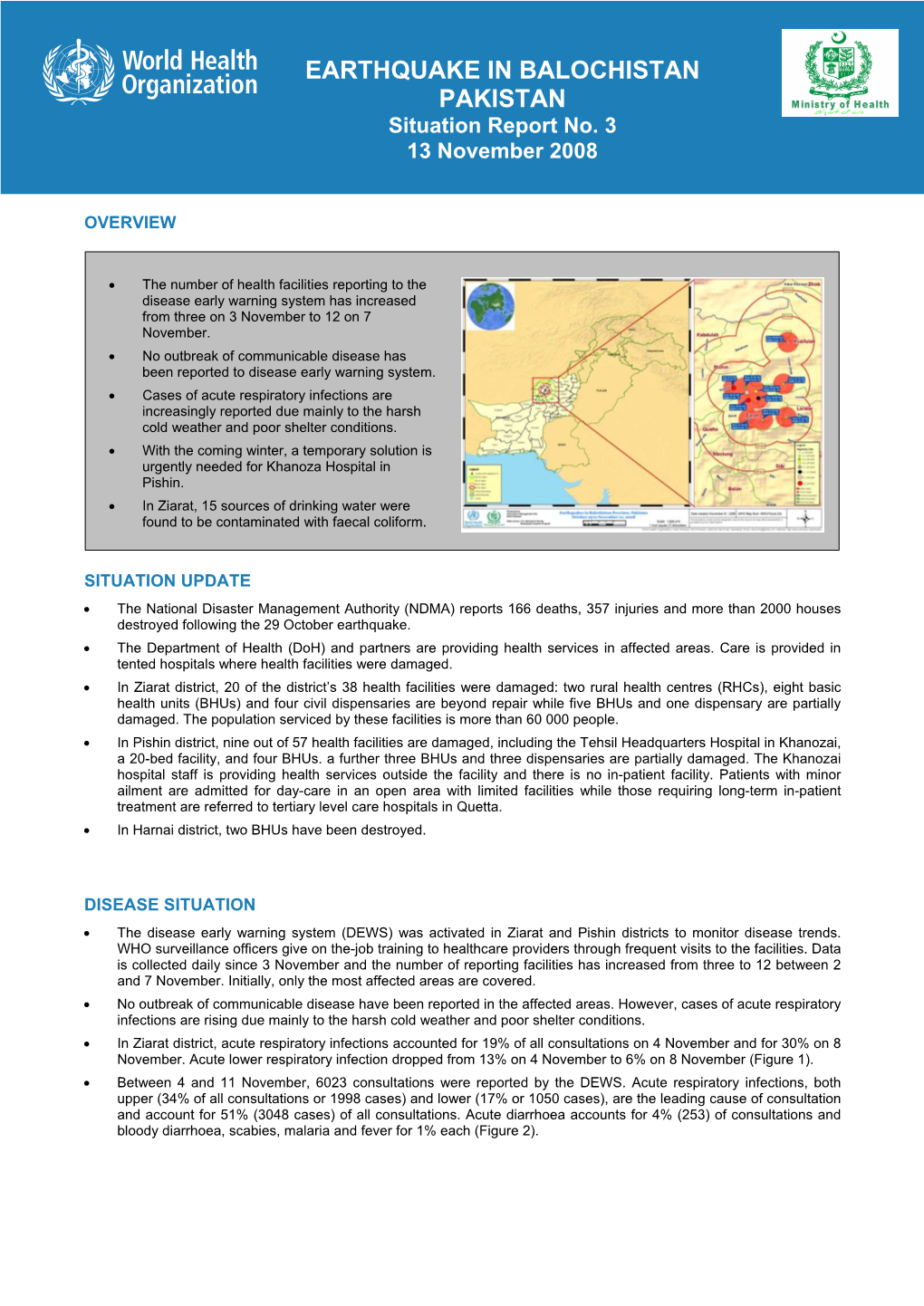 EARTHQUAKE in BALOCHISTAN PAKISTAN Situation Report No