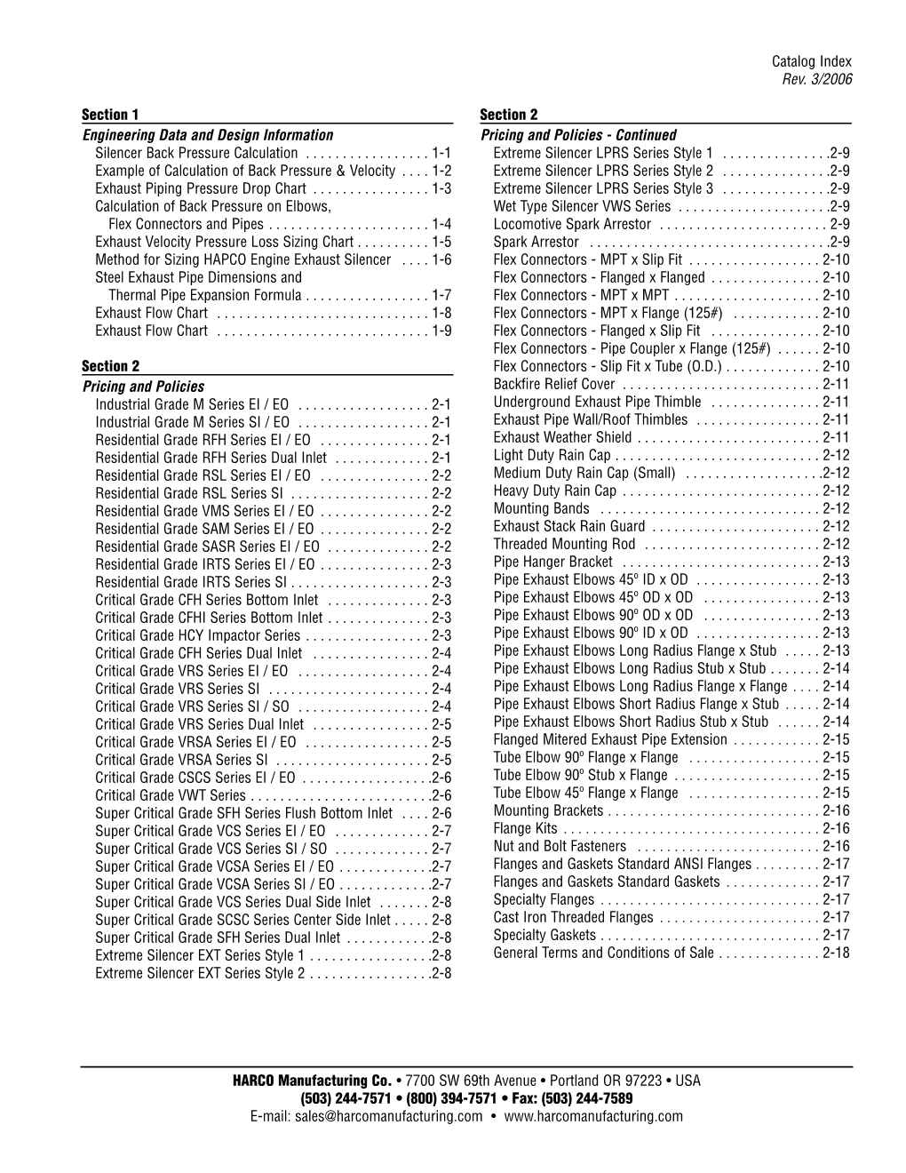 HARCO Catalog Index.Qxp