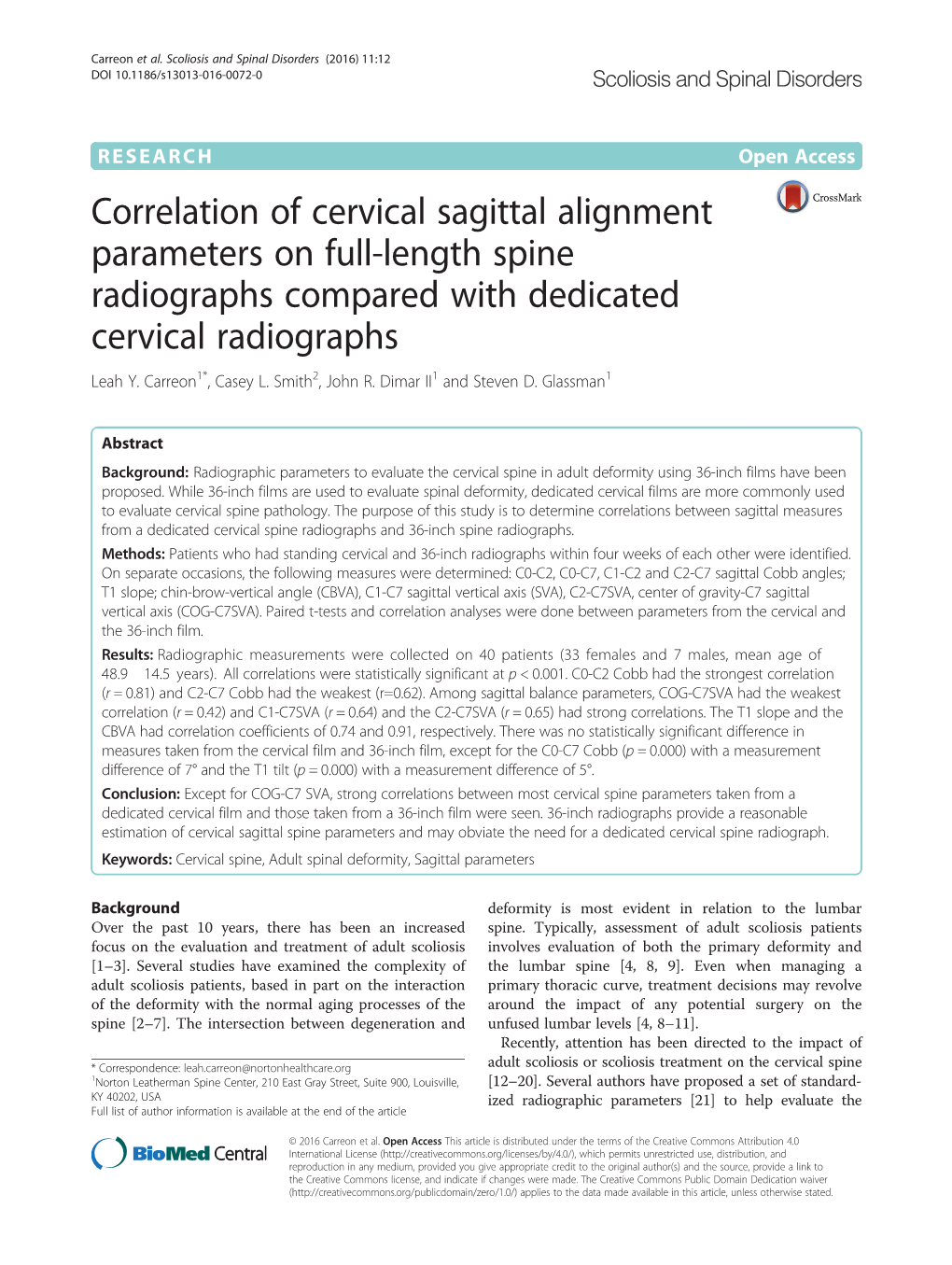 Correlation Of Cervical Sagittal Alignment Parameters On Full Length