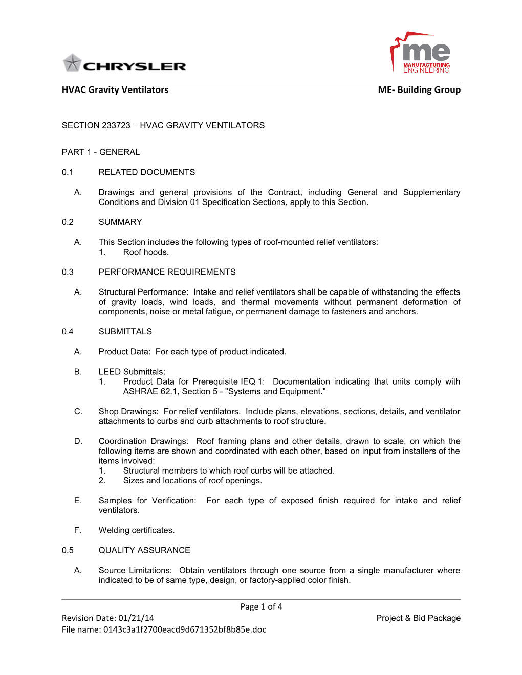 HVAC Gravity Ventilators ME- Building Group