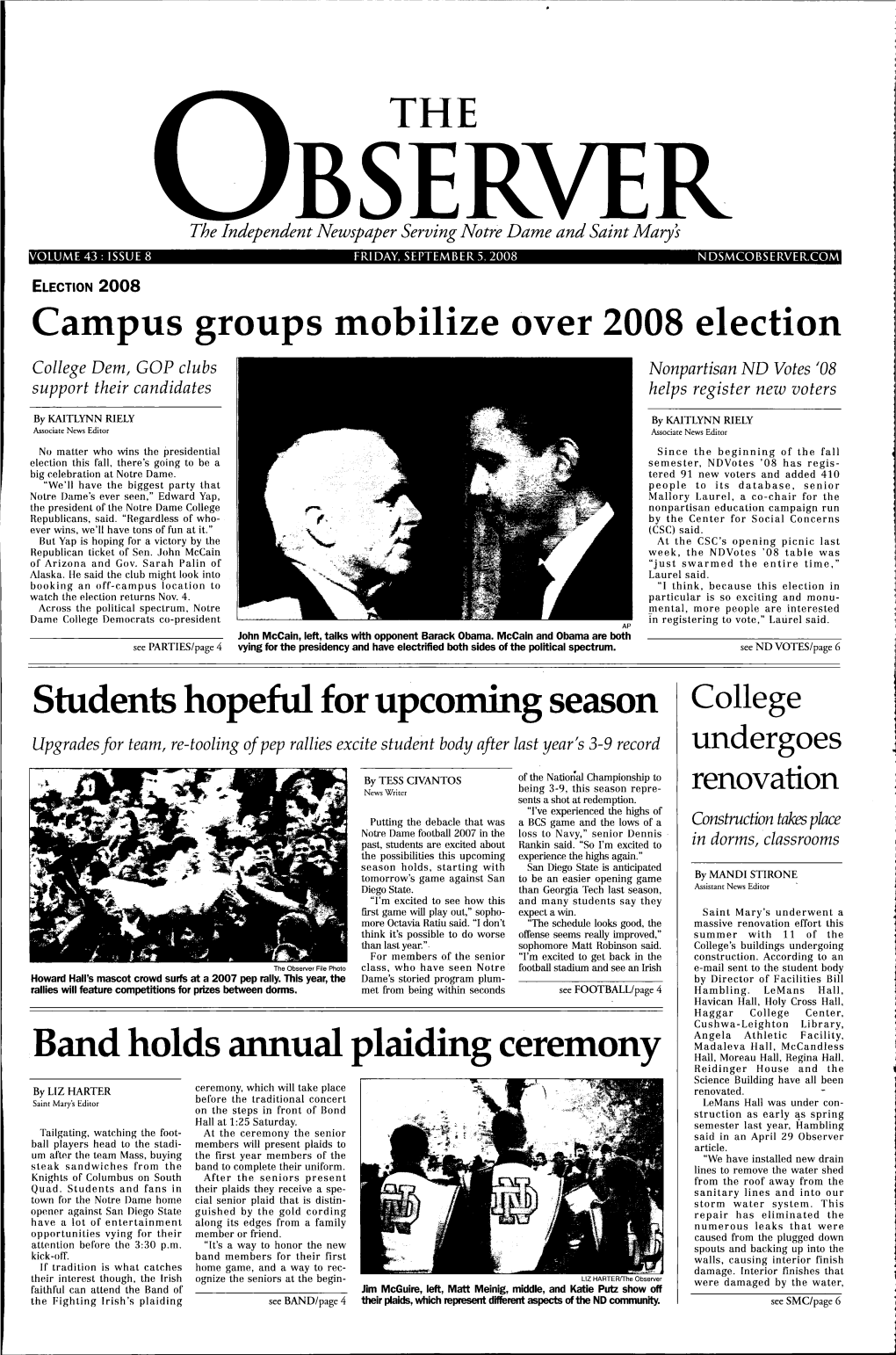 Campus Groups Mobilize Over 2008 Election Students Hopeful For