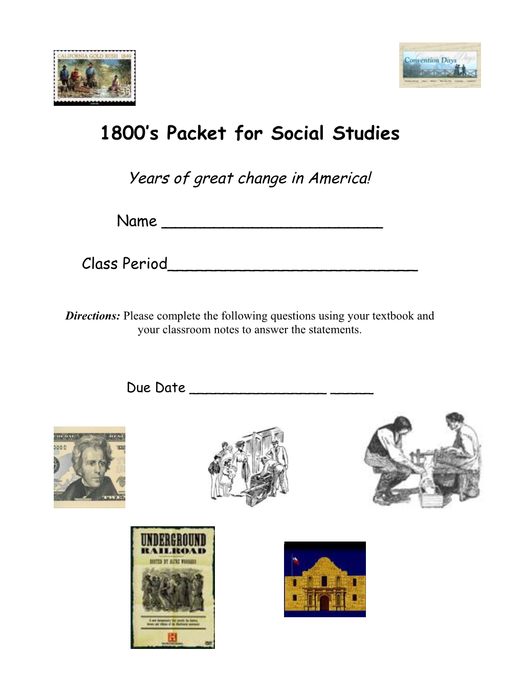 1800 S Packet for Social Studies