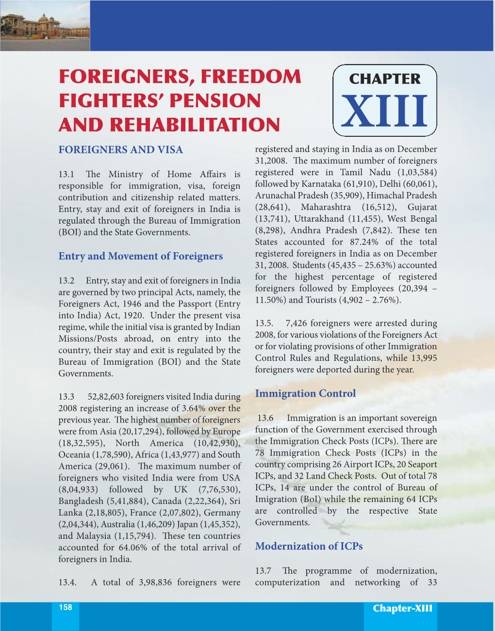 Foreigners, Freedom Fighters Pension and Rehabilitation