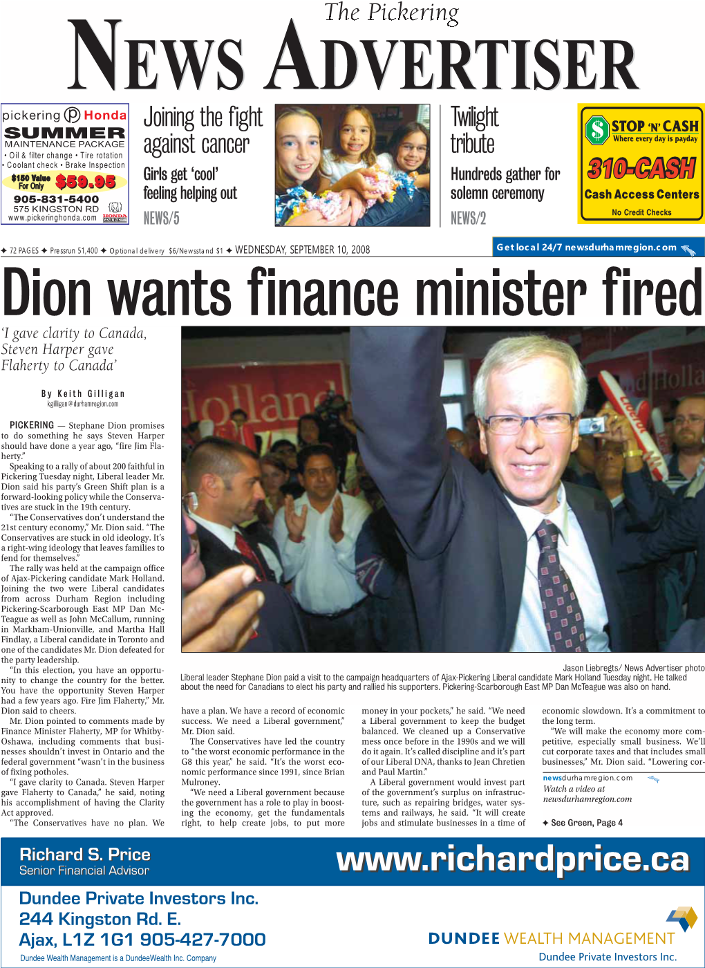 Dion Wants Finance Minister Fired ‘I Gave Clarity to Canada, Steven Harper Gave Flaherty to Canada’