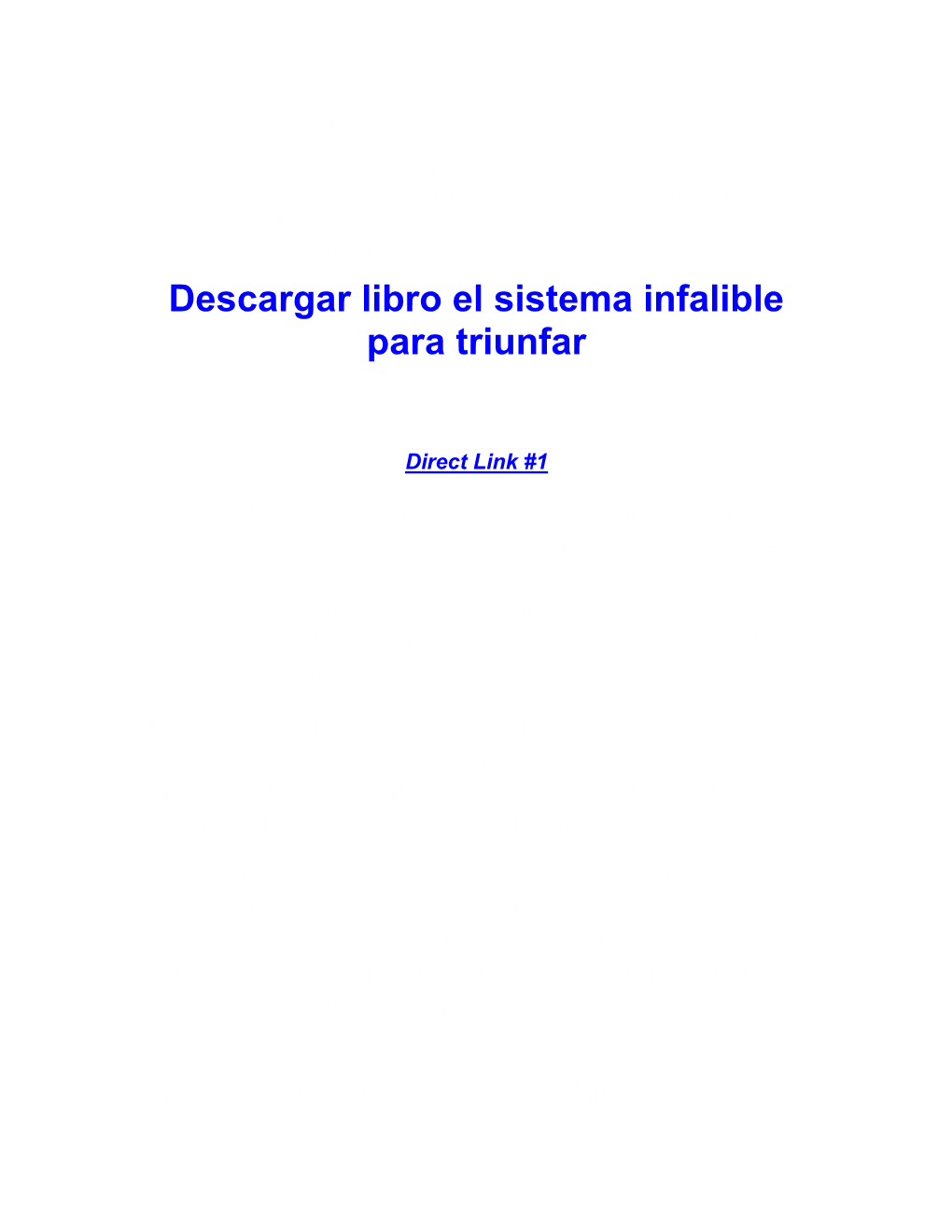 Descargar Libro El Sistema Infalible Para Triunfar