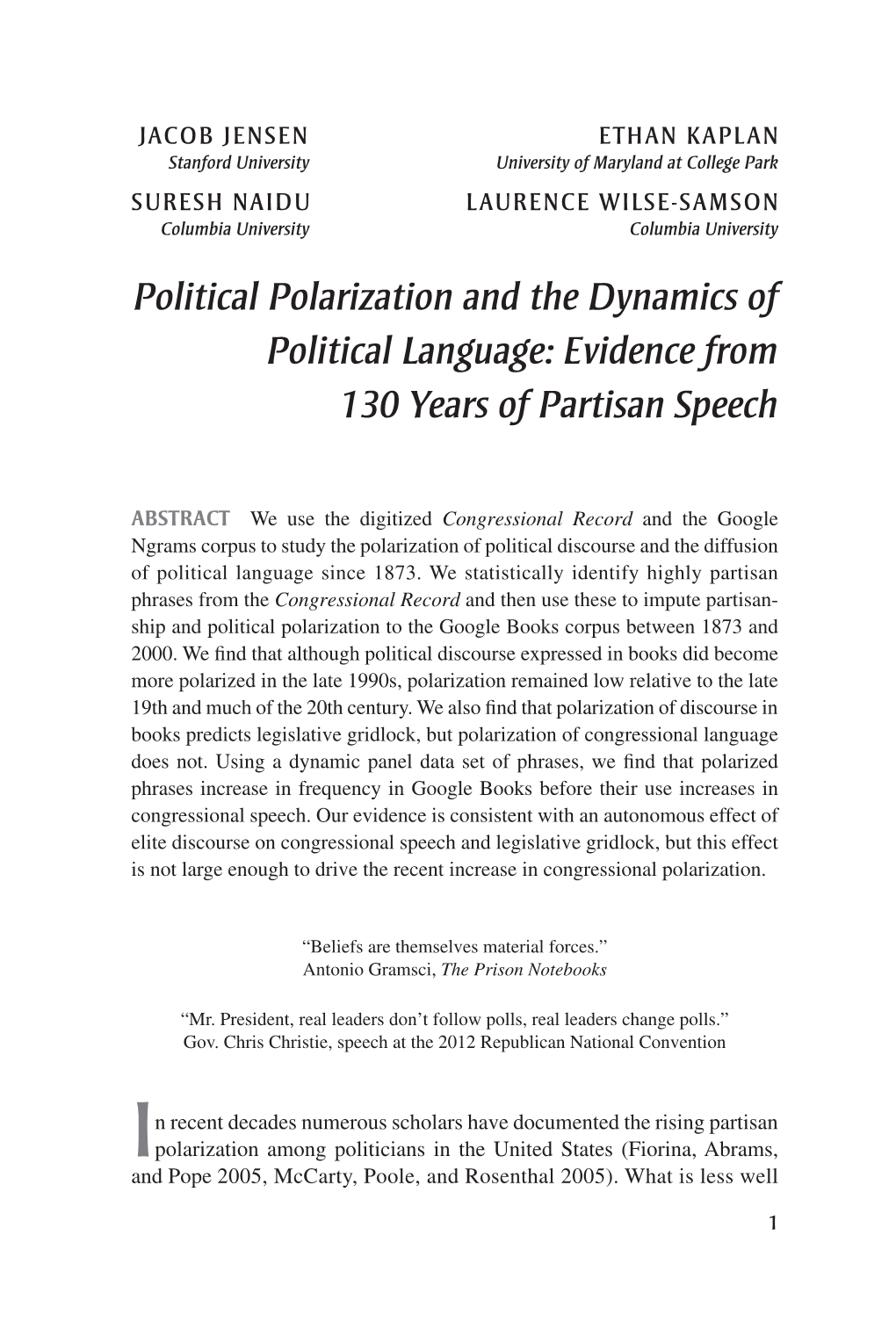 Political Polarization and the Dynamics of Political Language: Evidence from 130 Years of Partisan Speech