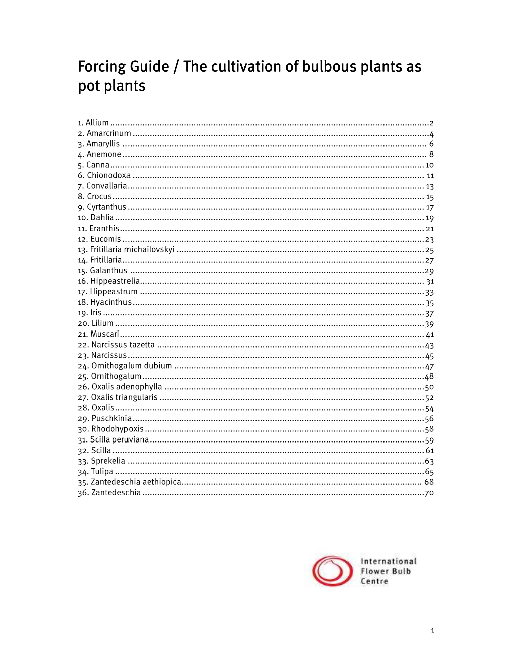 Cultivations of Bulbous Plants As Pot Plants