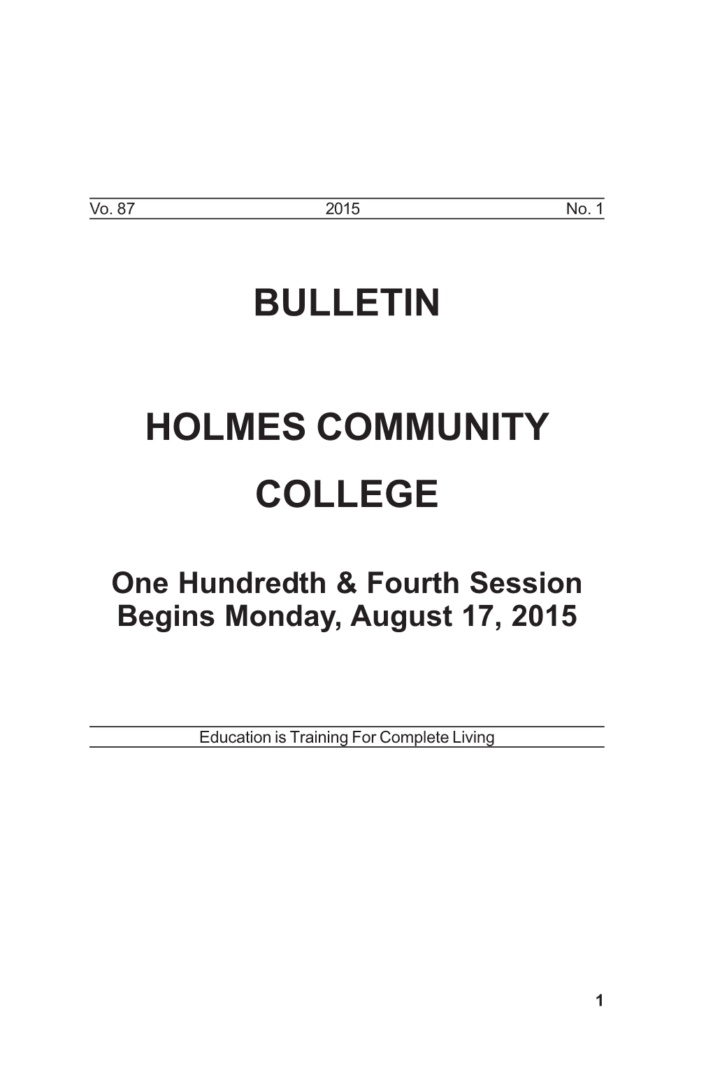 Bulletin Holmes Community College