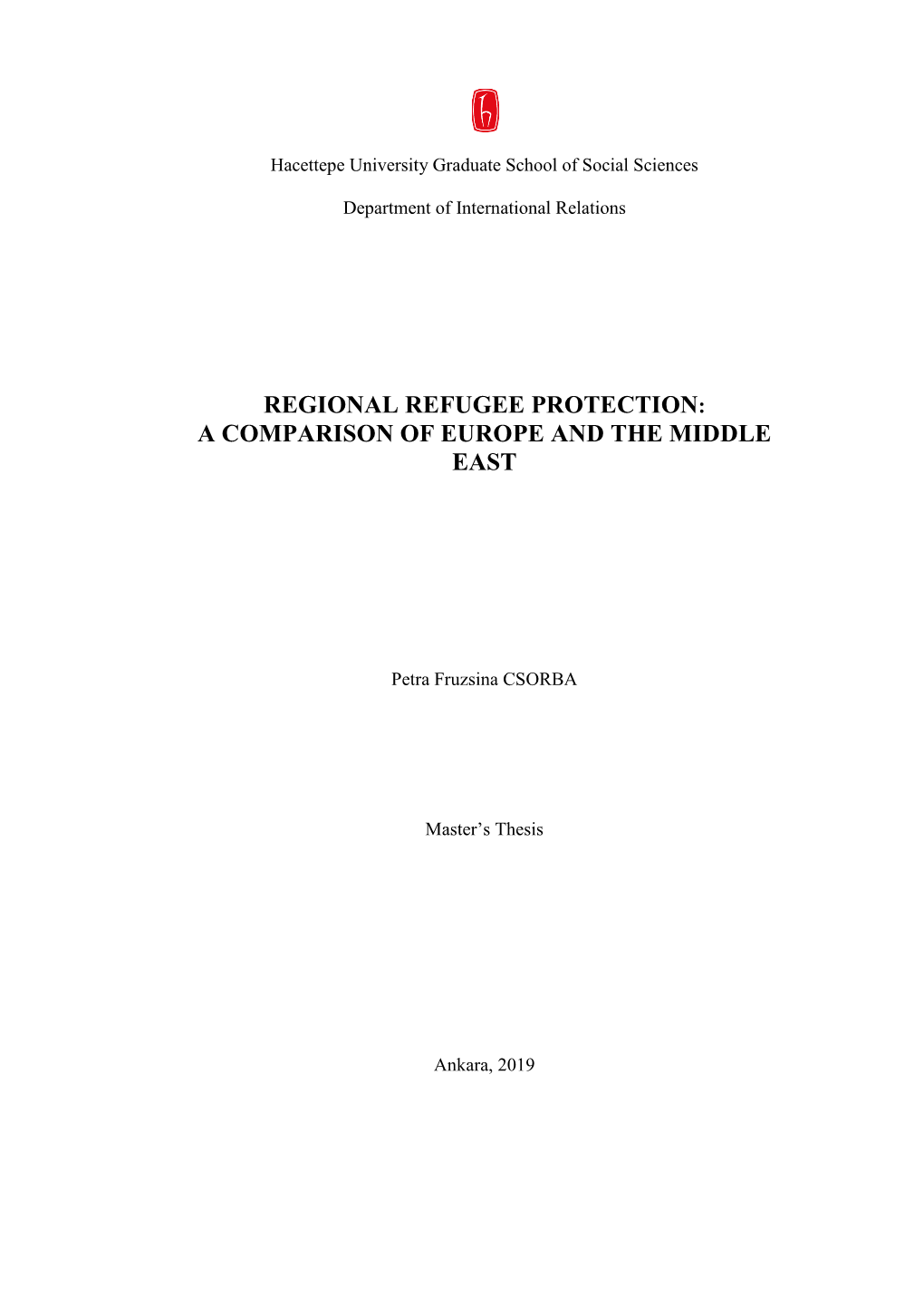 Regional Refugee Protection: a Comparison of Europe and the Middle East