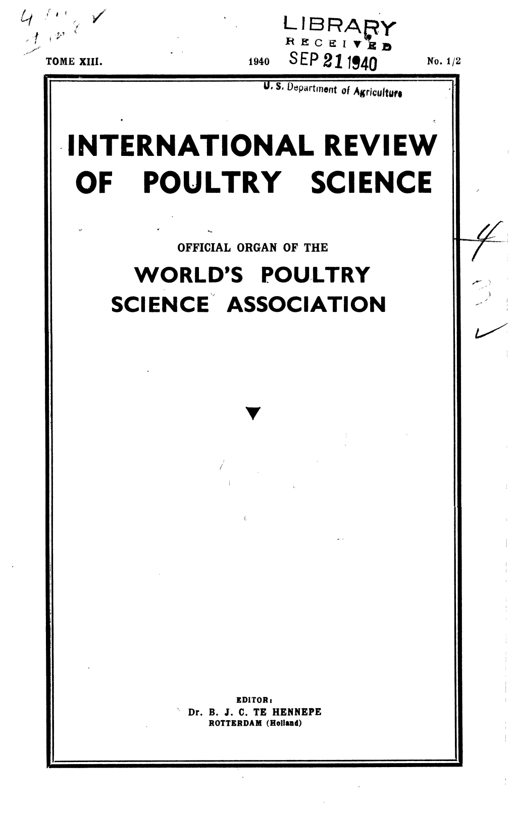 International Review of Poultry Science