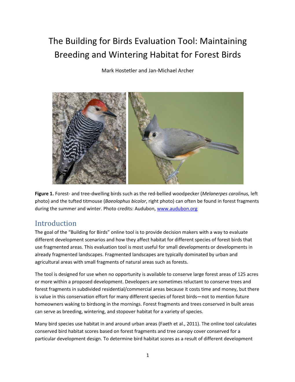 The Building for Birds Evaluation Tool: Maintaining Breeding and Wintering Habitat for Forest Birds