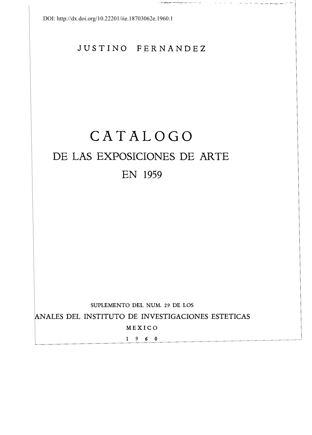 Catalogo De Las Exposiciones De Arte En 1959