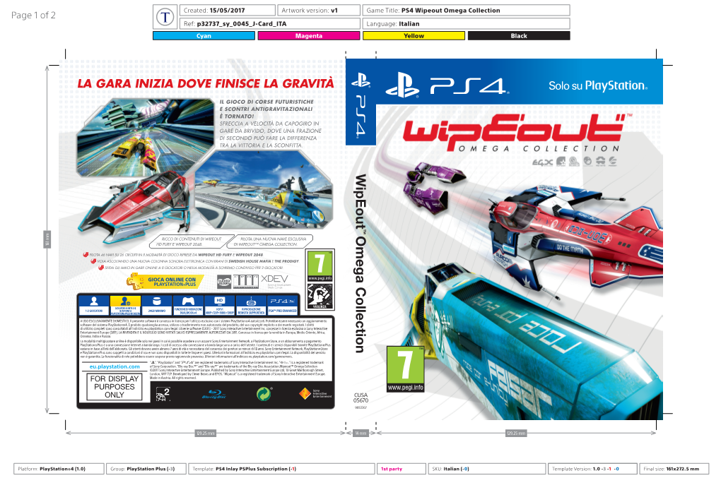 Wipeout Omega Collection Page 1 of 2 Ref: P32737 Sy 0045 J-Card ITA Language: Italian Cyan Magenta Yellow Black