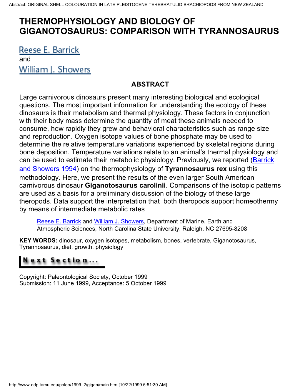 Thermophysiology and Biology of Giganotosaurus: Comparison with Tyrannosaurus