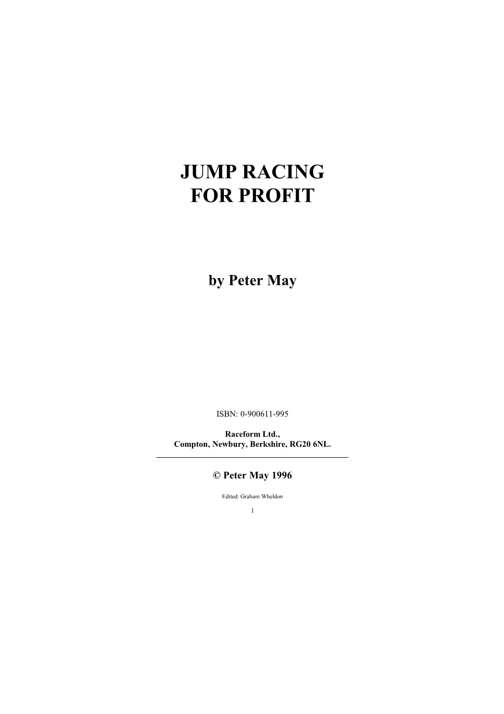 Jump Racing for Profit