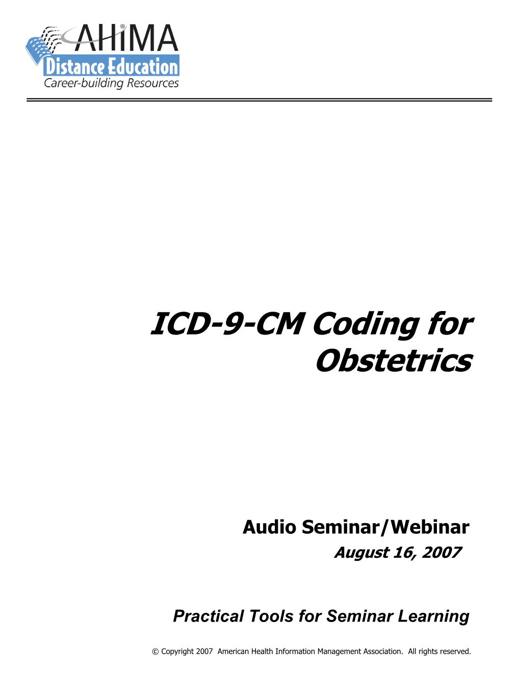 ICD-9-CM Coding for Obstetrics