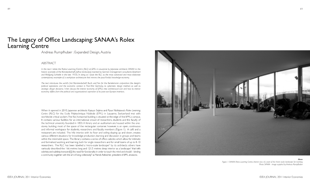 The Legacy of Office Landscaping: SANAA's Rolex Learning Centre