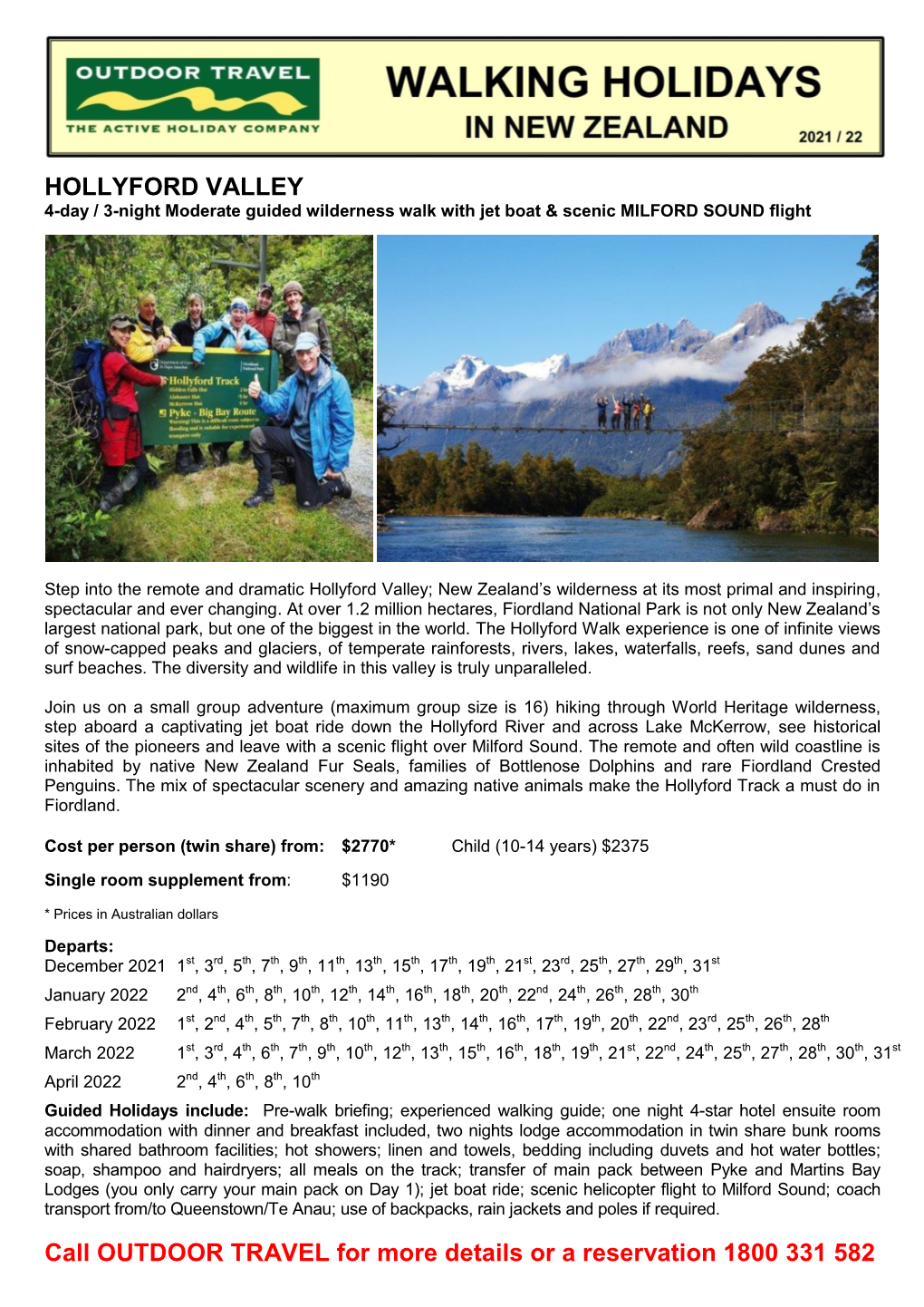 Hollyford Track Guided Walk