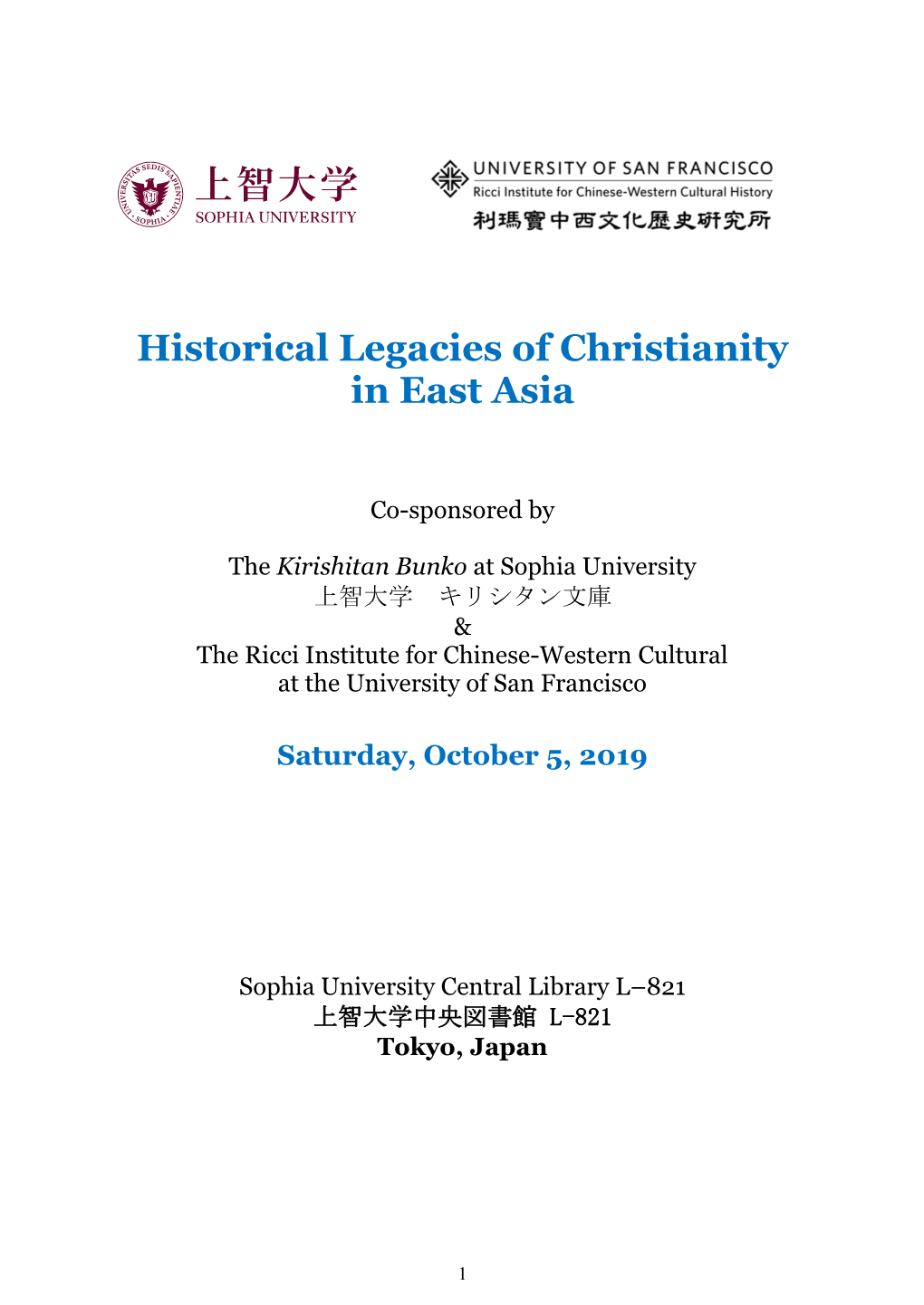 Historical Legacies of Christianity in East Asia