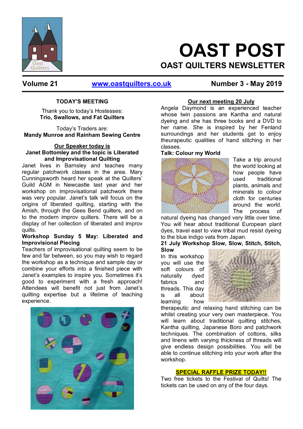 Oast Post Oast Quilters Newsletter