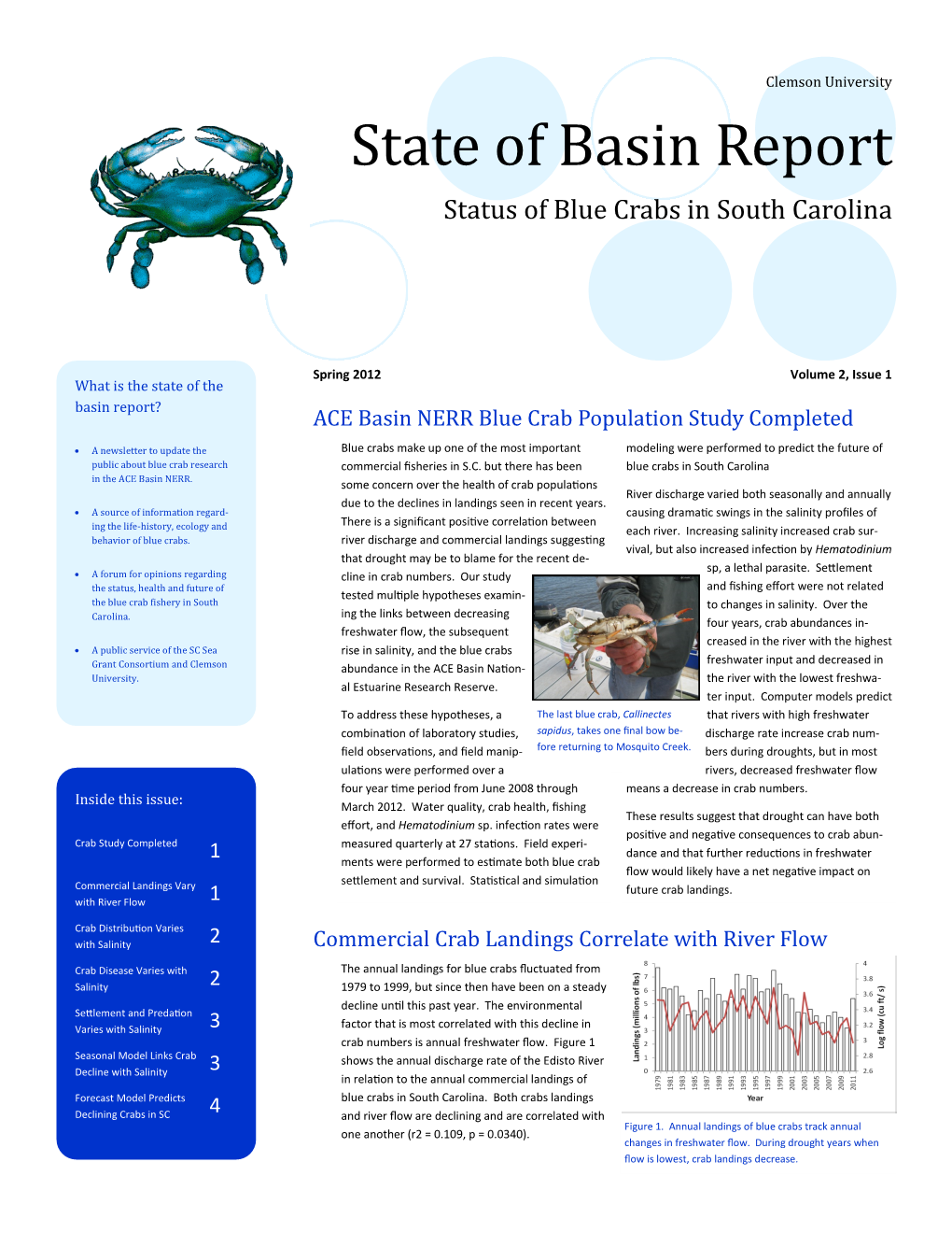State of Basin Report Status of Blue Crabs in South Carolina
