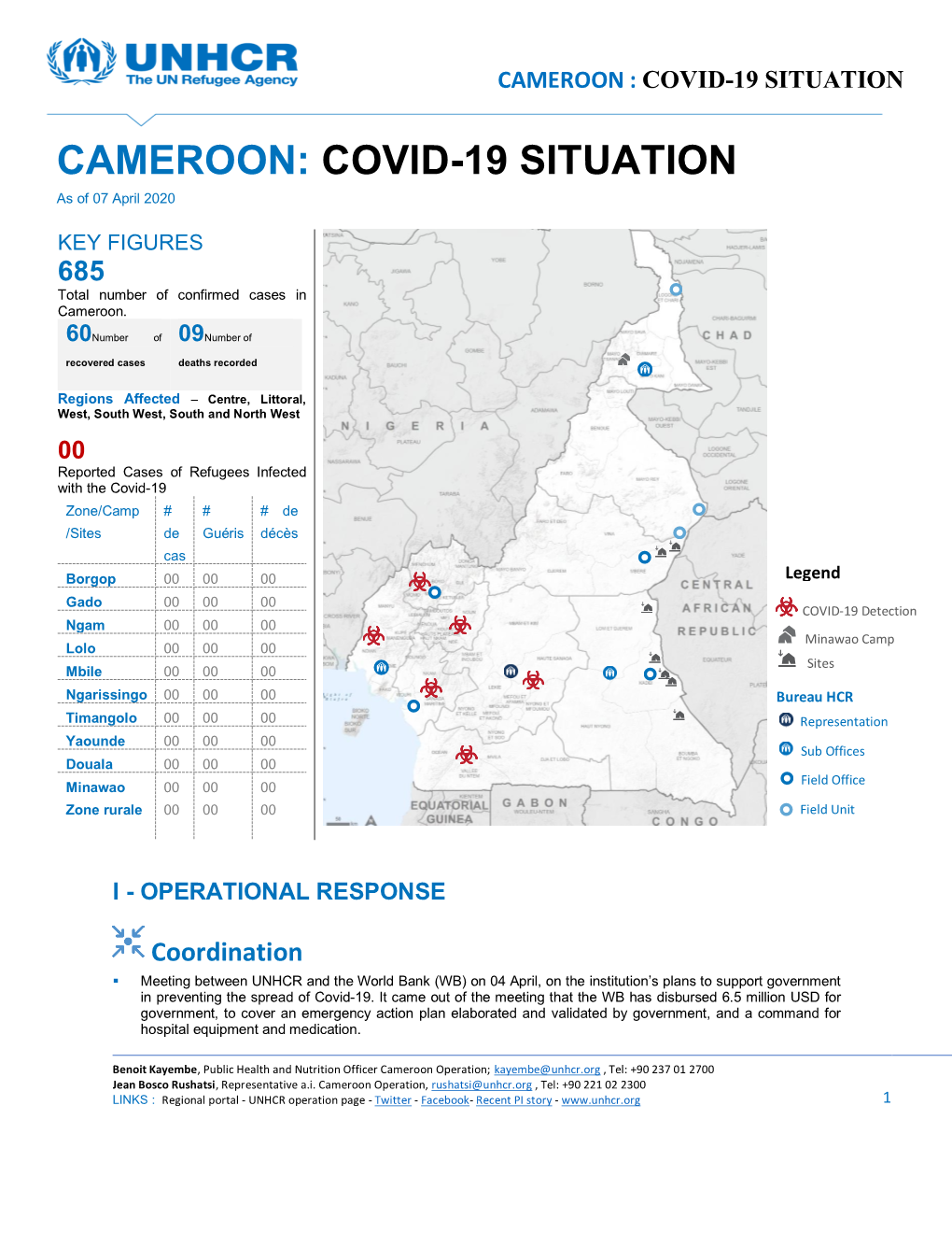 CAMEROON: COVID-19 SITUATION As of 07 April 2020