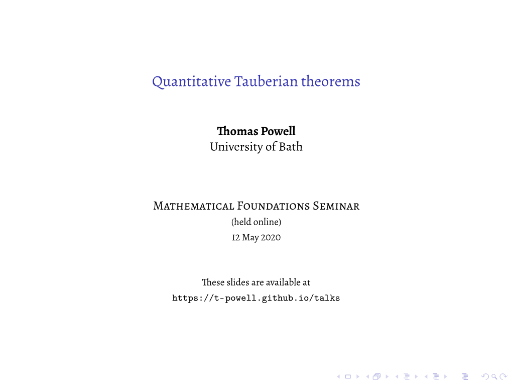 Quantitative Tauberian Theorems