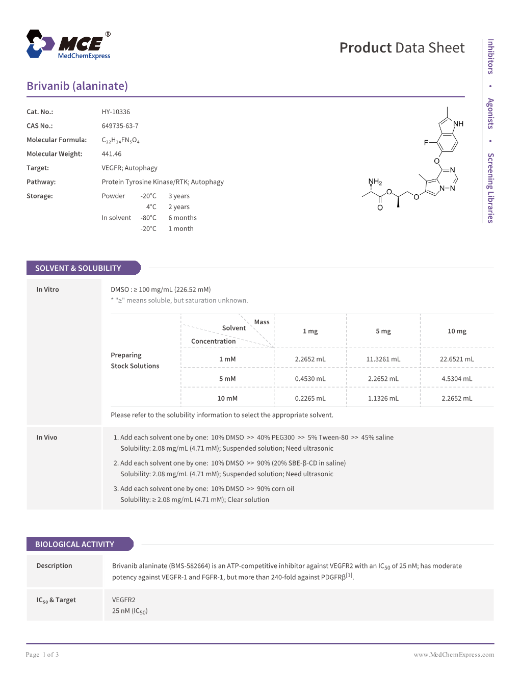 Brivanib (Alaninate) | Medchemexpress