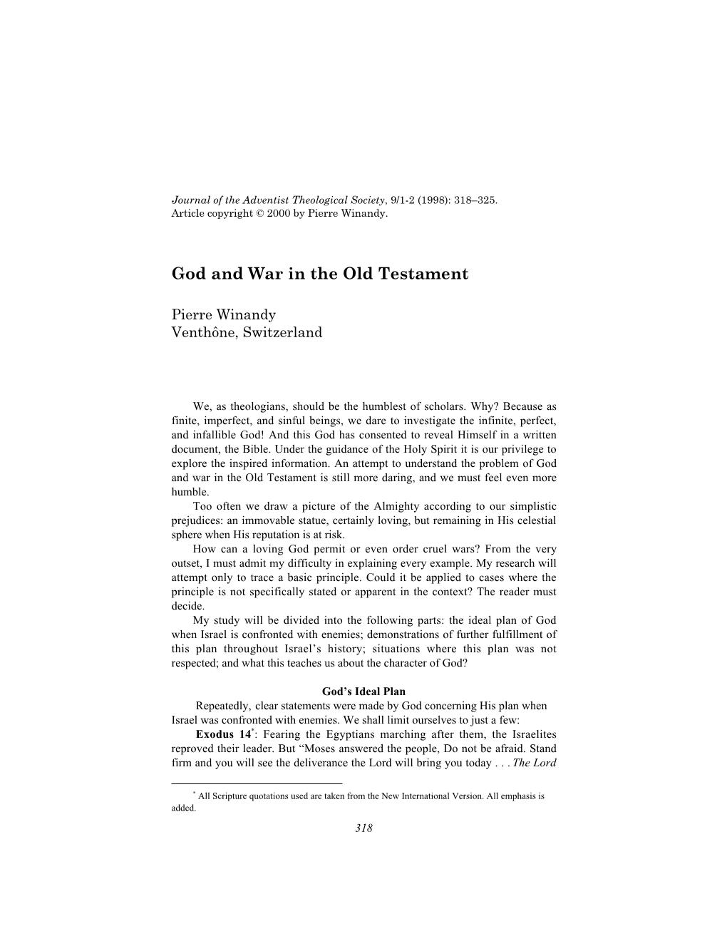 God and War in the Old Testament