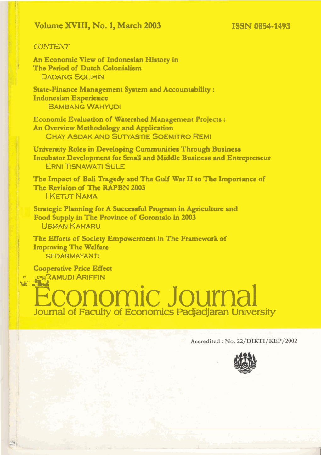 1Economic Journal Journal of Faculty of Economics Padfadjaran University