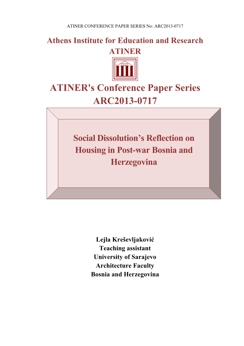 ATINER's Conference Paper Series ARC2013-0717