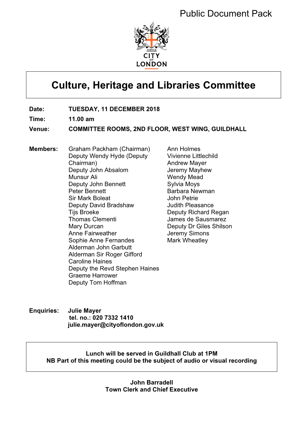 (Public Pack)Agenda Document for Culture, Heritage and Libraries